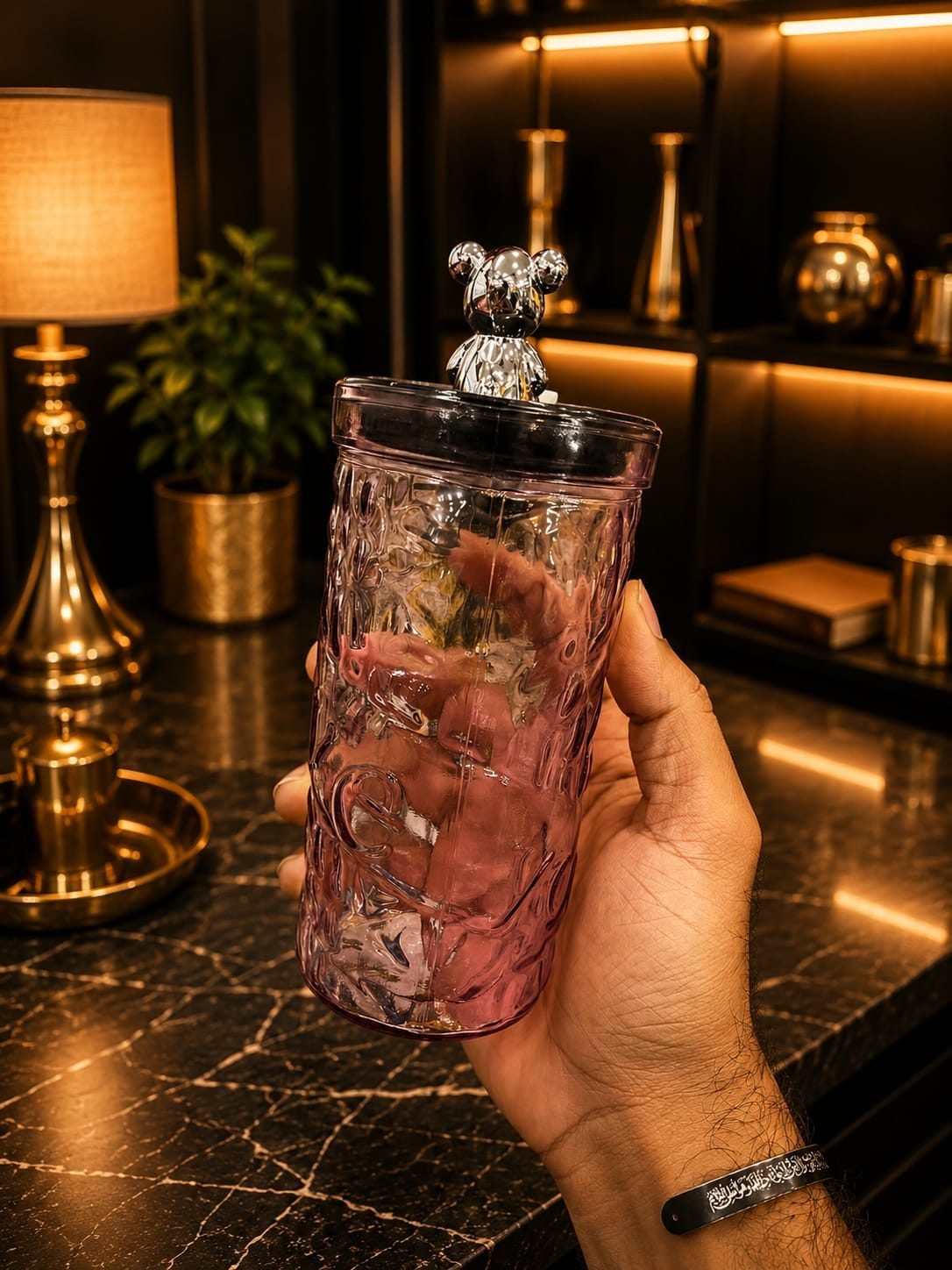 Diamond Shape Bear Glass 450ml