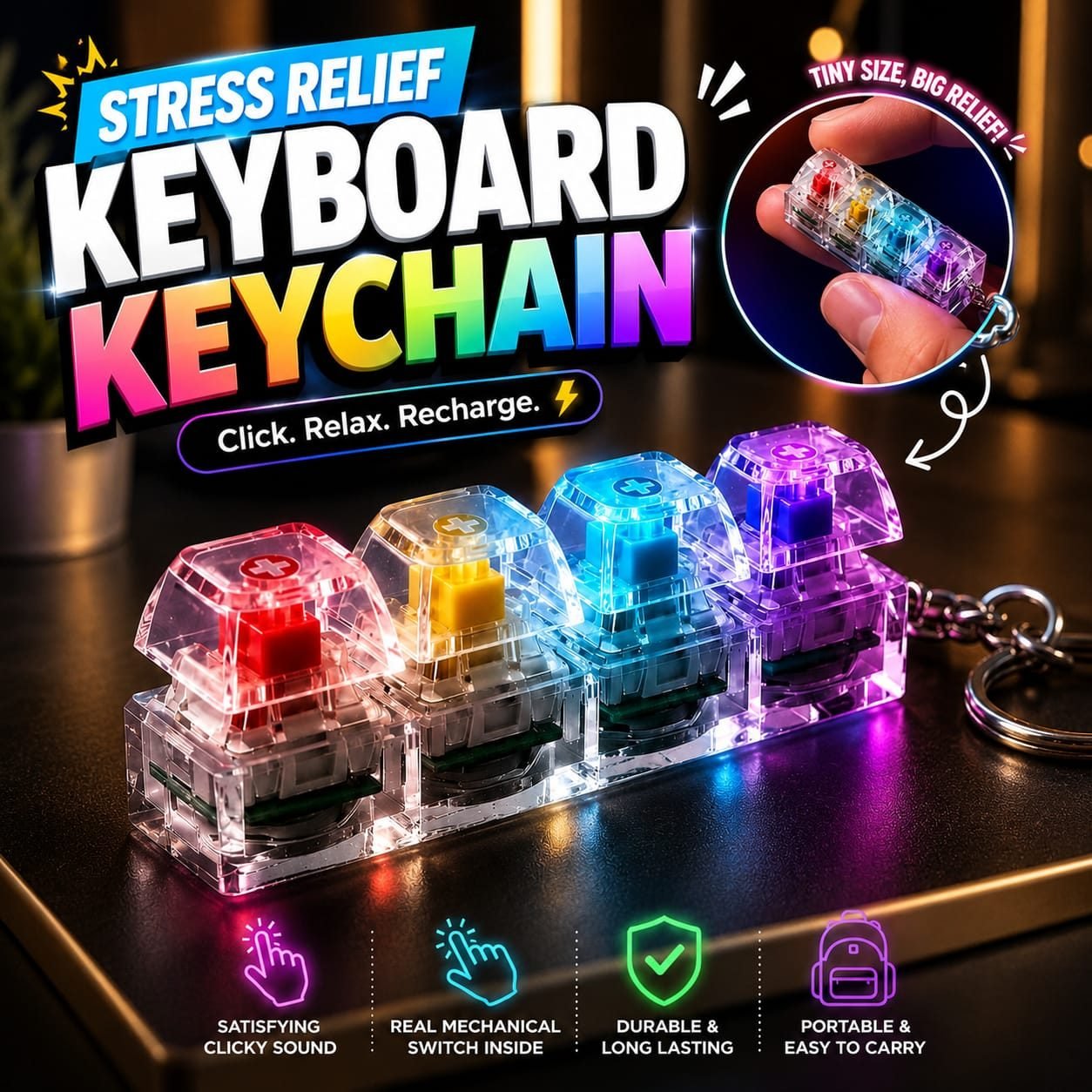 RGB Keyboard Keychain