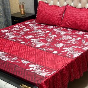 3-Pc Stitched 2-Sided Frill Bedsheet Set